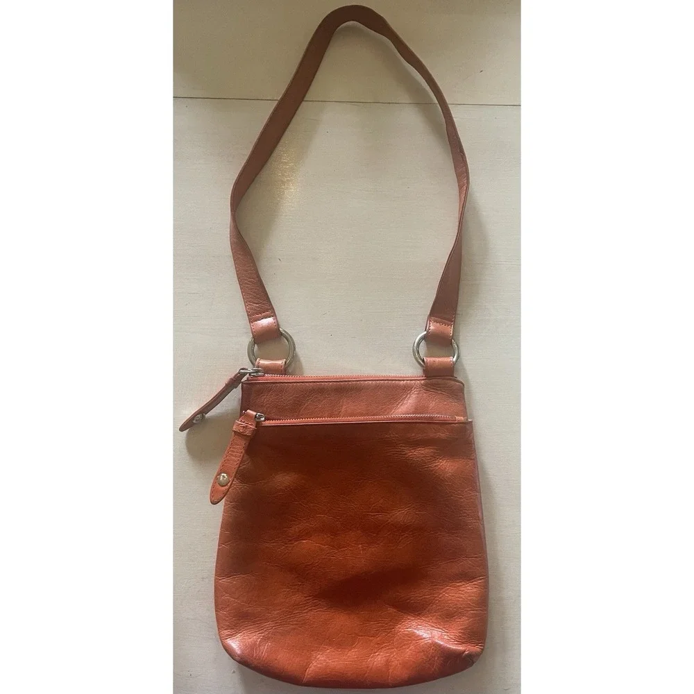 Hobo Brand Orange Leather Shoulder Bag Boho‎
